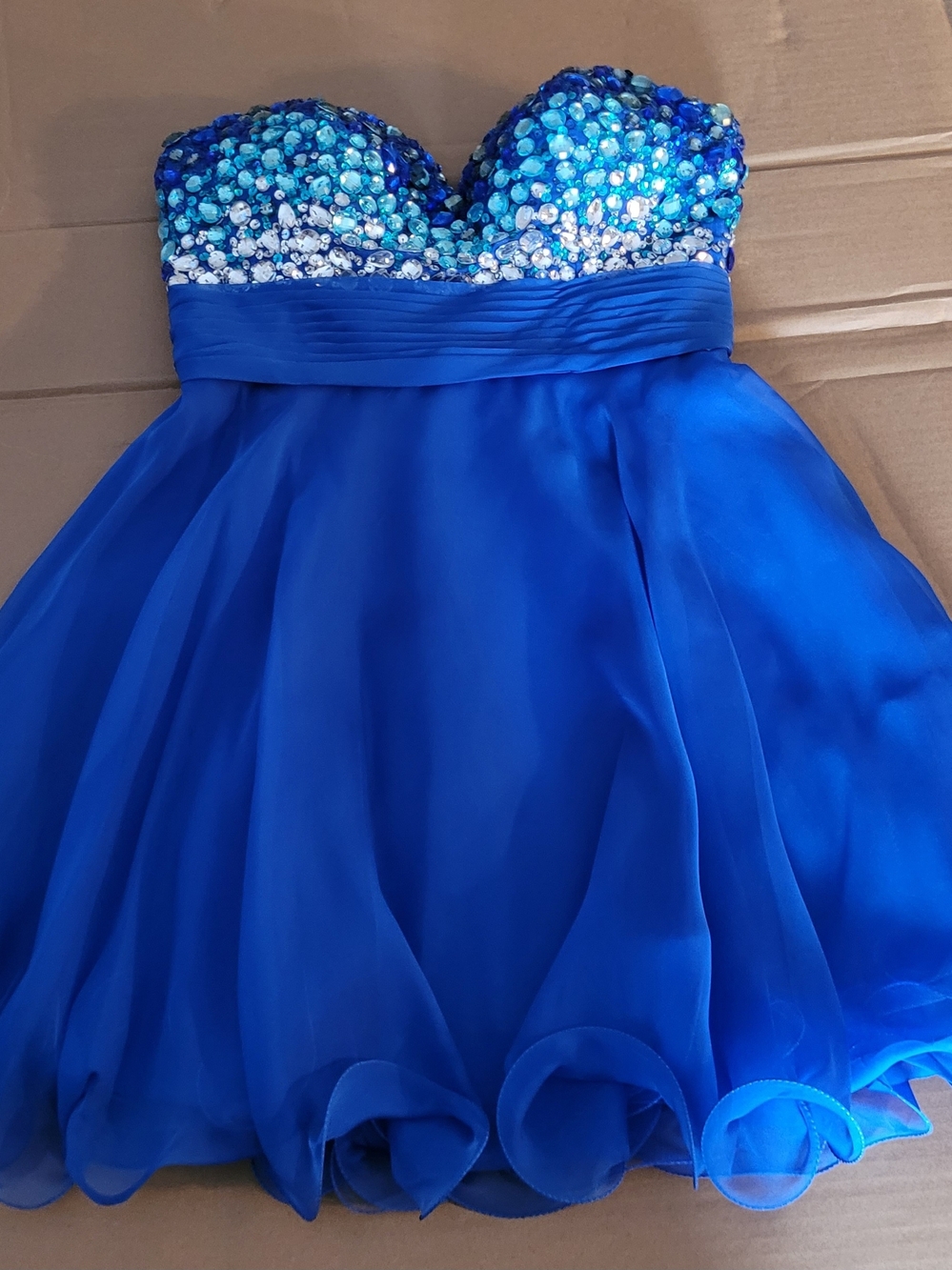 Alyce Paris Royal Blue Strapless Sequin Bodice Party Prom Dress Sz 10